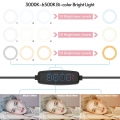 6-Zoll-Video-Streaming-LED-Ringlicht Bicolor 3000K-6500K 10-stufige Helligkeit Dimmbares USB-Geraet mit Tischstativ fuer Video-L