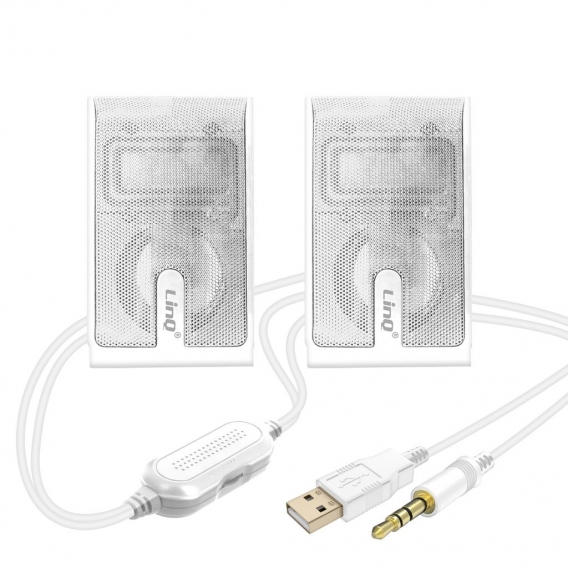 LinQ A2035 3,5 mm kabelgebundener Lautsprecher 3 W x 2 – Weiß