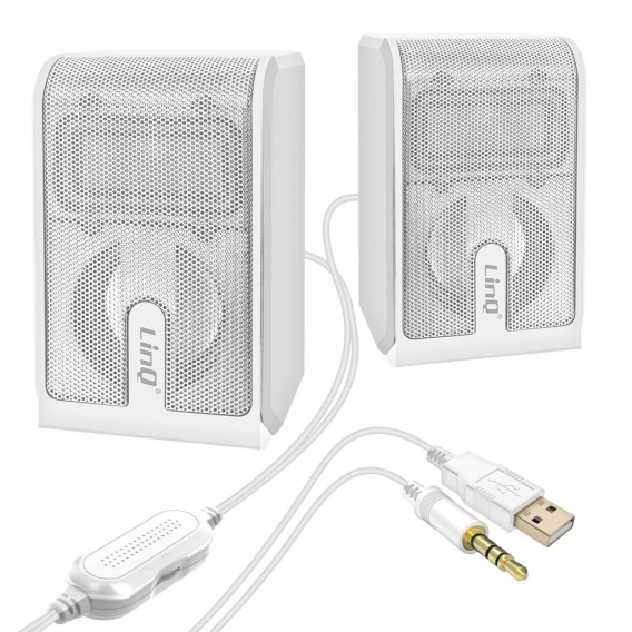 LinQ A2035 3,5 mm kabelgebundener Lautsprecher 3 W x 2 – Weiß