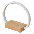 Kreis LED Tisch Lampe Holz Basis 3-in-1 Bluetooth Lautsprecher Drahtlose Ladegerät Touch Sensor Dimmbare Licht Schlafzimmer büro