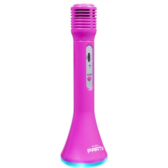Bigben Bluetooth portabler Lautsprecher Party Mic Mikrofon LED pink AU384017