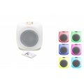 Mobiler Outdoor LED-Lautsprecher mit Holzgriff, Bluetooth, Akku, Farbwechsel sowie Fernbedienung