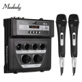 Muslady MF-8 Mini-Sound-Audio-Mixer Stereo-Echo-Mixer Dual-Mic-Eingaenge unterstuetzen BT-MP3-Aufnahmefunktion mit 2 kabelgebund