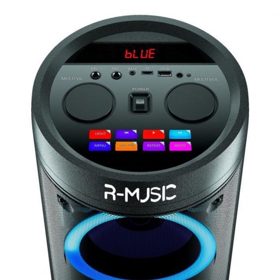 R-MUSIC Booster Party – kabelloser Hochleistungs-BT-Lautsprecher – 600 W – Lichtshow – Equalizer – USB, microSD – LED-Bildschirm