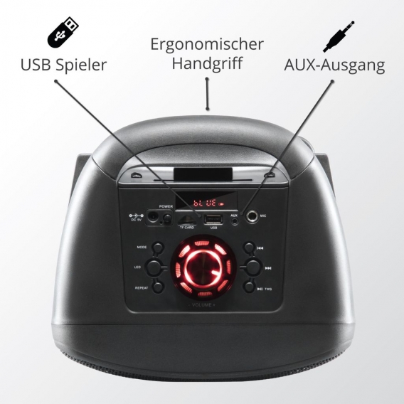 AKAI Tragbarer PA Party Bluetooth-Lautsprecher, Mikrofon ABTS-TK19
