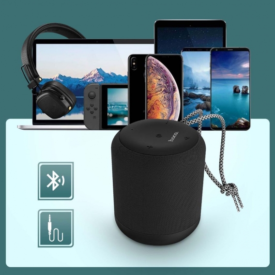 Bluetooth Wireless Speaker 360° Sound 5W Compact, Hoco - Schwarz