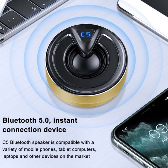 Aluminiumlegierung Bluetooth-Audiokarte Handy Computer kleine Stahlkanone Mini-Subwoofer drahtlose LED-Licht emittierende kleine
