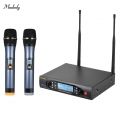 Muslady Professional Digital UHF Wireless Handheld Microphone Mic System Dual Channels LCD Display Receiver 2 Microphones for St