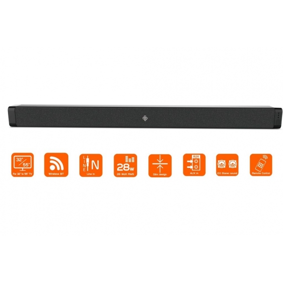 DUTCH ORIGINALS 28 W Bluetooth 4.2 Soundbar für TV, Heimkino, Wireless Sound System in Schwarz, AUX, RCA-Kabel, Fernbedienung, f