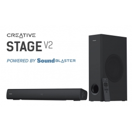 More about Creative Stage V2 2.1 Soundbar mit Subwoofer, Clear Dialog und Surround von Sound Blaster, Bluetooth 5.0, TV ARC, Optical sowie 