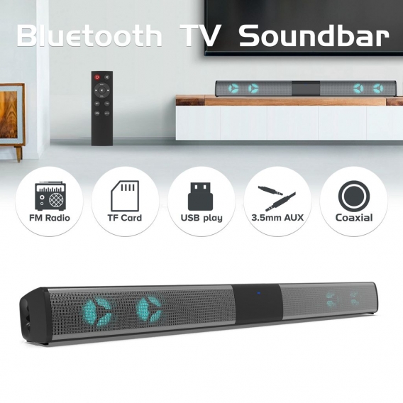 BS-28E TV Soundbar mit 4 Lautsprechern 22 Zoll Mini 3D Stereo Surround Soundbar Lautsprecher mit Fernbedienung für PC Computer T