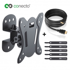 More about conecto CC50266 Wandhalterung für TV Geräte mit 33-69 cm (13-27 Zoll), neigbar: -12° bis 3°, schwenkbar: -25° bis 25°, Wandabsta