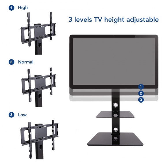 Fleximounts TS01 TV Ständer Fernsehtisch Standfuss Standfuß Halterung Für 32-65 Zoll Höhenverstellbar Fernsehstand LED Fernseher