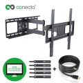 conecto CC50272 Wandhalterung für TV Geräte mit 81-140 cm (32-55 Zoll), neigbar: -20° bis 10°, schwenkbar: -90° bis 90°, Wandabs