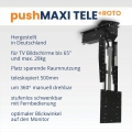 pushMAXI-TELE+ROTO - weiß - TV Deckenhalterung motorisiert schwenken und teleskopieren, manuell drehen - bis 65 Zoll Fernseher o