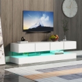 Wandmontierter TV-Schrank,TV-Ständer, TV-Möbel mit 2 Schränken und 4 großen Schubladen, 16-farbige LED-Beleuchtung Wandschrank W