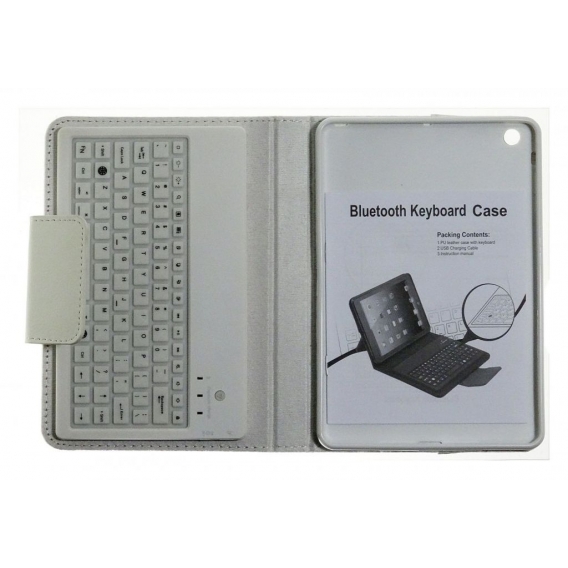 Premium Leder Case weiß Bluetooth Keyboard iPad Mini, M-ware®. ID16565