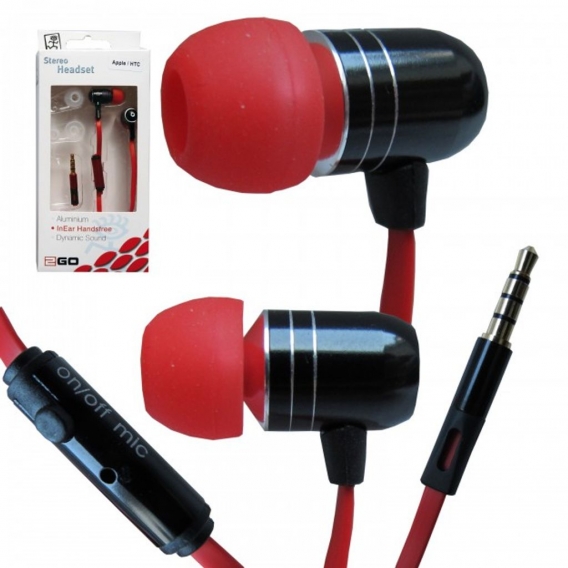 2GO Stereo InEar Headset Alu red