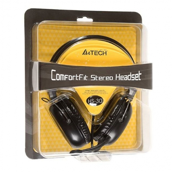 A4Tech HS-30, Stereophonisch, Kopfband, Schwarz, verkabelt, 2m, ohrumschließend