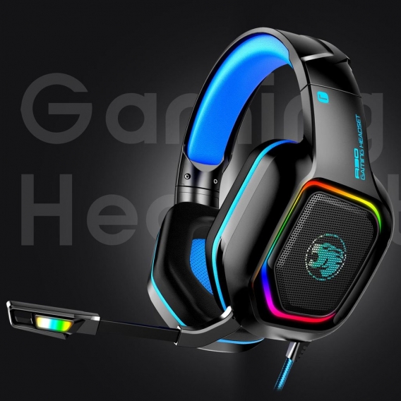 Gaming-Headset mit Mikrofon und RGB-Licht Schwarz / Blau