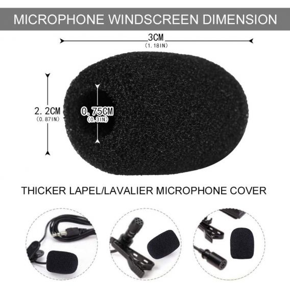 Pyzl 15 Stück Ersatz-Windschutz für Mikrofon und Headset aus Schaumstoff, Mini-Mikrofon Headset Windschutzscheibe für Unterricht