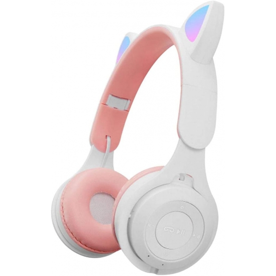 Kabellose Kopfhörer mit Mikrofon für Mädchen, faltbare und einziehbare Katzenohren Bluetooth 5.0 Gaming Headset mit 3 Wiedergabe