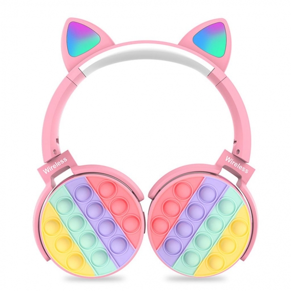 Kabellose Kopfhörer mit Farbe LED-Leuchten,Weich Faltbare Verdrahtete Headset mit Mikrofon, Kinder Kopfhörer auf Ohr für Schule/