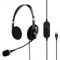 PC Headset USB mit Mikrofon Noise Cancelling & Lautstärkeregler, PC Kopfhörer für Laptop Call Center Office Business, Kristallkl