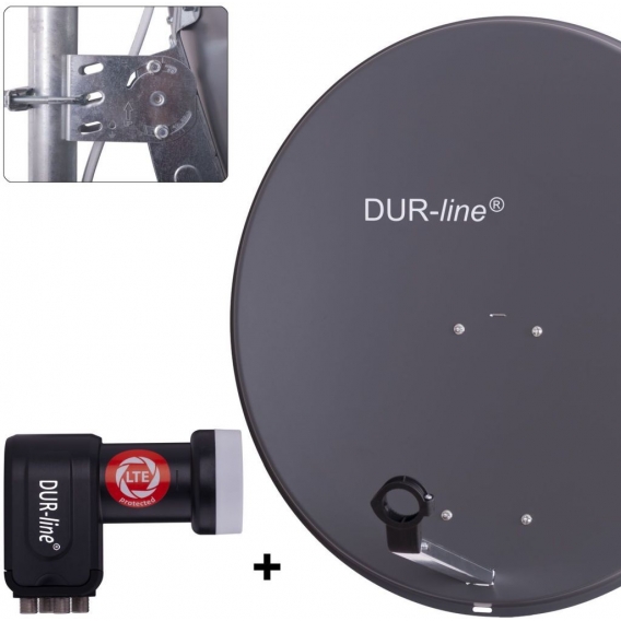DUR-line MDA 80 Satellitenschüssel anthrazit + Quad LNB