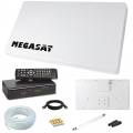 Megasat Flachantenne PROFI Line H30 D1 Single inkl. Fensterhalterung + HD Sat Receiver + 10m Kabel + 1x Fensterdurchführung. Neu