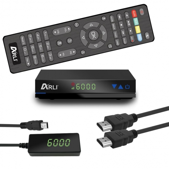 ARLI 80 cm HD Sat Anlage Antenne weiss Set inkl. 2x Receiver + 50m Kabel + Stecker für 2 Teilnehmer