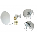 SAT Anlage 80cm weiss lichtgrau Satellitenschüssel Spiegel Antenne für 2 Teilnehmer Twin LNB HDTV UHD 4K