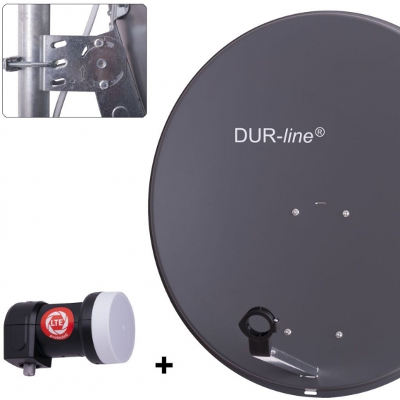 DUR-line MDA 80 Satellitenschüssel anthrazit + Single LNB