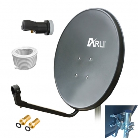 More about ARLI 60cm HD Sat Anlage grau + Single LNB + 10m Koaxialkabel + 2x F-Stecker vergoldet