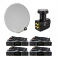 PremiumX SAT Anlage 60cm Satellitenantenne Quad LNB 4x TV Receiver