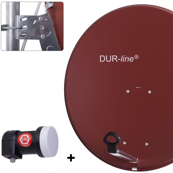 DUR-line MDA 80 Satellitenschüssel rot + Single LNB