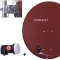 DUR-line MDA 80 Satellitenschüssel rot + Single LNB