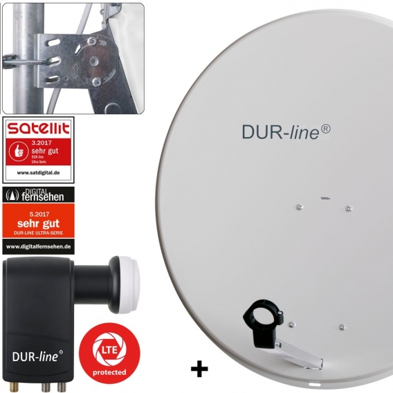 DUR-line MDA 80 Satellitenschüssel hellgrau + Unicable LNB UK 104