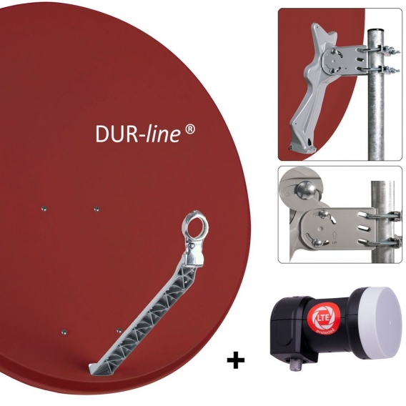 DUR-line Select 85/90cm Komplettanlage rot + Single LNB