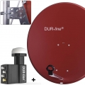 DUR-line MDA 80 Satellitenschüssel rot + Unicable LNB UK 104