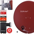 DUR-line MDA 80 Satellitenschüssel rot + Unicable LNB UK 104