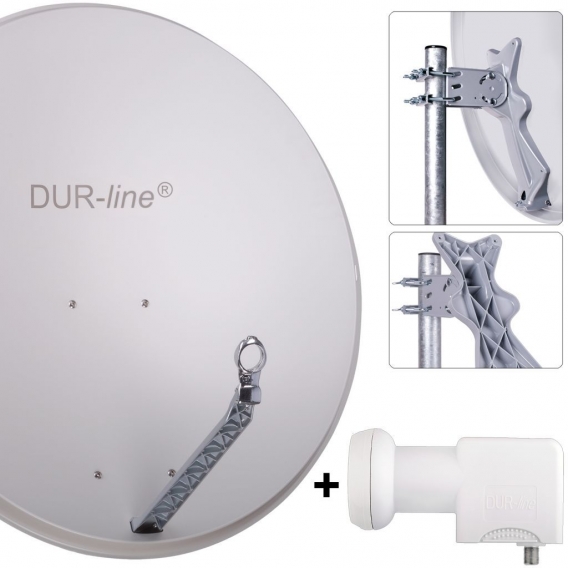DUR-line Select 85/90cm Komplettanlage hellgrau + Unicable 24TN