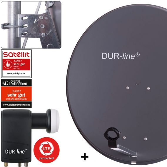 DUR-line MDA 80 Satellitenschüssel anthrazit + Unicable LNB UK 104