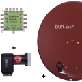 DUR-line MDA 80 Satellitenschüssel rot + Multischalter 1xSAT/8TN