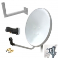 ARLI 80cm HD Sat Anlage Antenne weiss + Single LNB + Wandhalter 45cm + 2x F-Stecker