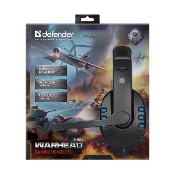 defender Warhead G-160 - Kopfhörer - Kopfband - Gaming - Schwarz - Blau - Binaural - Drehregler