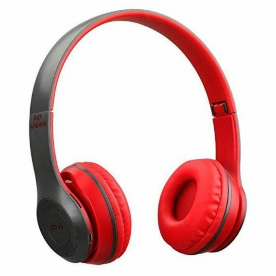 cofi1453® Drahtlose Bluetooth 4.2 Kopfhörer Wireless Headset Stereo On-Ear MP3 MP4 SD-Karte FM kompatibel mit Handys in Rot