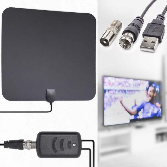 1080p Verstärker DVB-T/T2 Antenne Super Flachantenne USB Full HD TV Fernseher