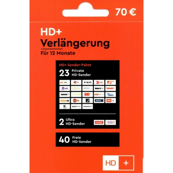 HD+ Verlängerung für alle HD Plus Karten HD01/02/03/04/05 - Laufzeit 12 Monate
