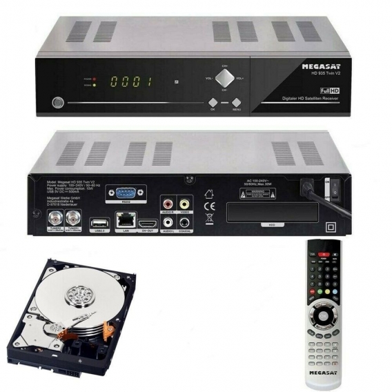 Megasat HD 935 V2 HD TWIN SAT RECEIVER – (PVR, USB, LAN, HDMI) Mediacenter und Live TV auf Ihrem mobilen Geräten mit 1 TB Festpl